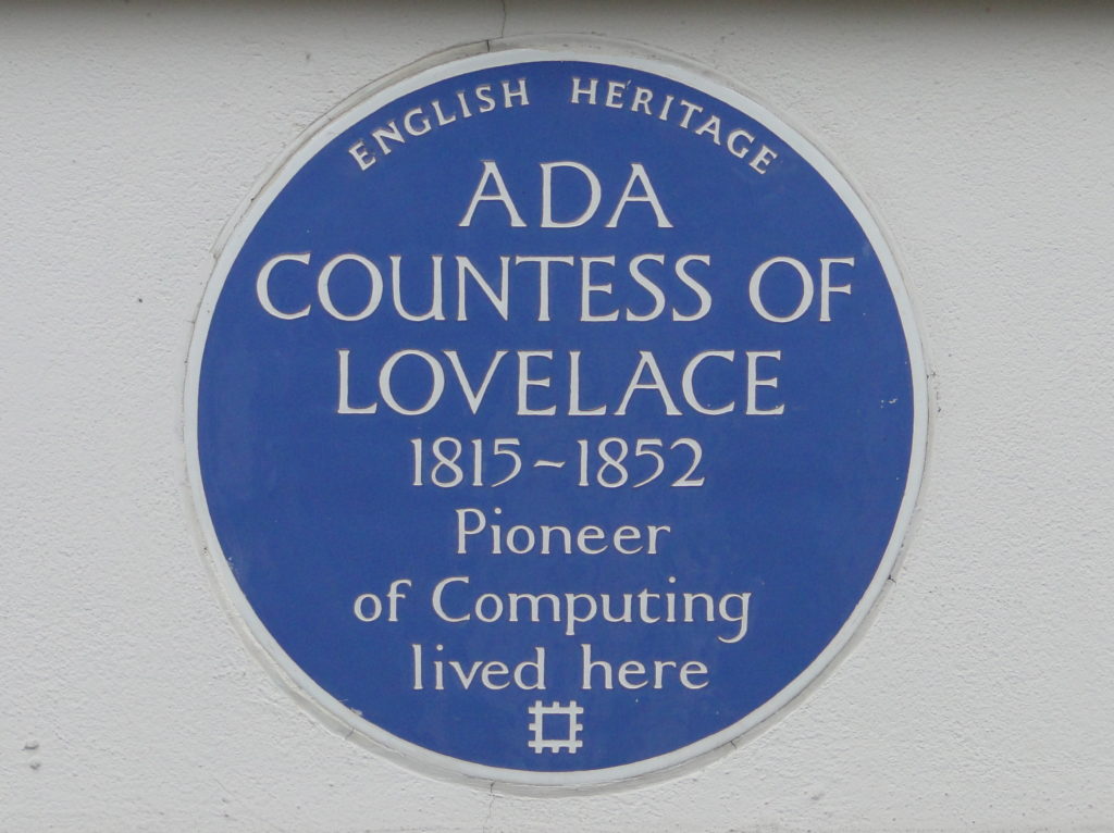 Blue plaque to Lovelace in St. James's Square, London
