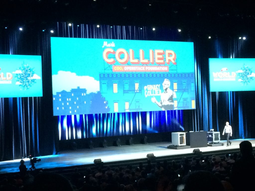 Mark Collier, COO of the OpenStack Foundation, takes the stage as keynote speaker at the OpenStack Summit