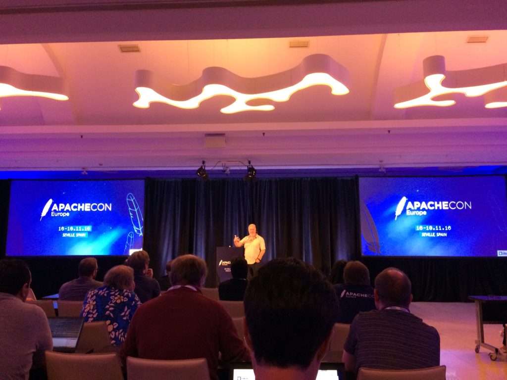Jim Jagielski, Jim Jagielski, a member of the Apache Software Foundation board of directors, during his keynote speech at ApacheCon on Wednesday 16th 2016 