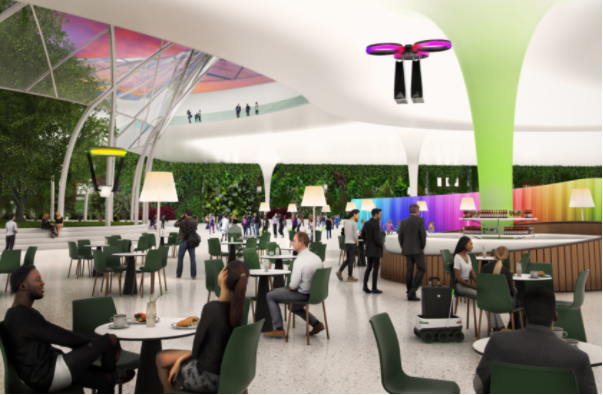 Philips Lighting’s vision of the underground café of the future – tended by drones