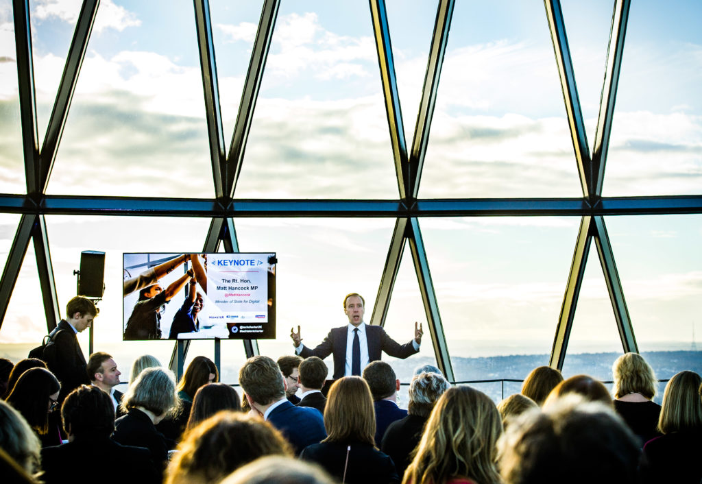 Rt Hon Matt Hancock MP speaks at the Tech Talent Charter (TTC) event at 30 St Mary Axe building, also known as the Gherkin, London. PA