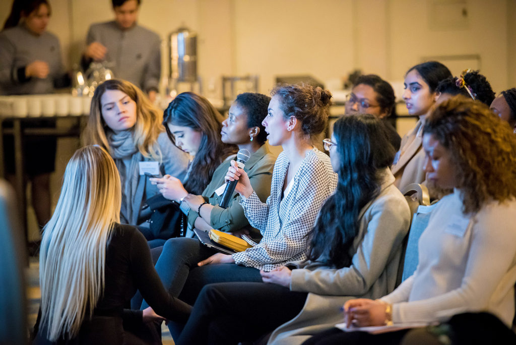 One of the 350+ students asking a question during one of the panels during Tomorrow's Tech Leaders Today