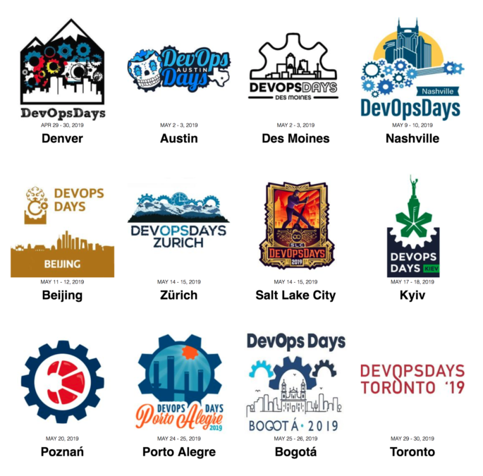 This is a small sample of the next DevOpsDays coming up. They continue at this frequency for the rest of the year.